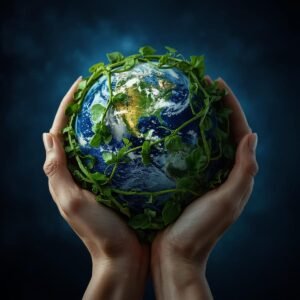 Muslims planting a tree symbolizing Islamic duty as Khalīfah of the Earth. 