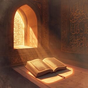 Open book illuminated by sunlight