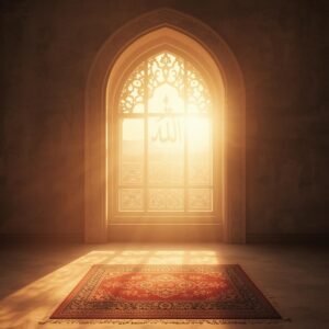 Sunlight streaming through ornate window